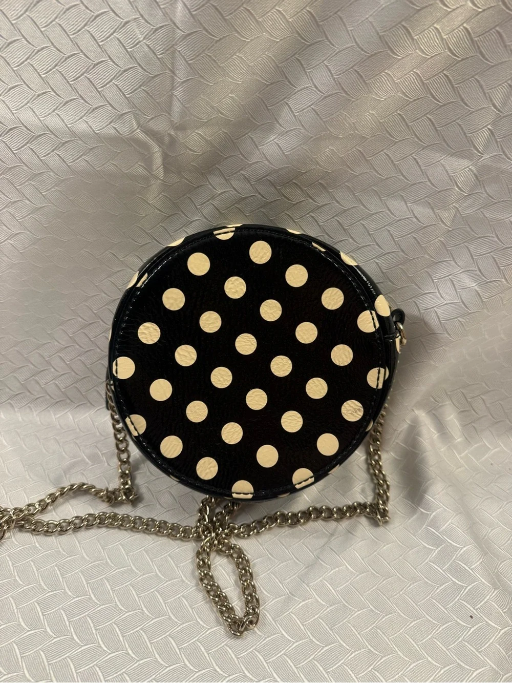 Kate Spade Black and Cream Polka Dot Round Crossbody Round Purse